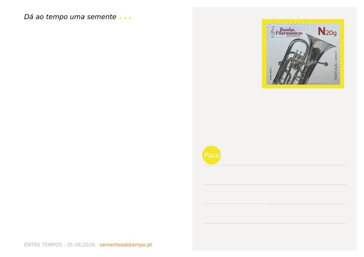 Verso do postal, com espaço para escrever e enviar
